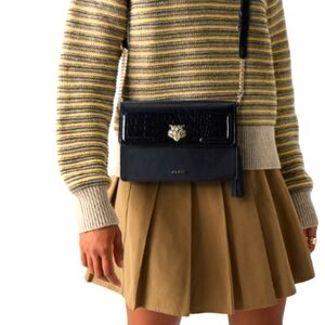 ALDO Designer Inspired Croc Crossbody with Chain Strap and Jeweled Tiger
